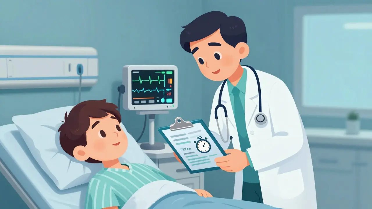 Doctor monitoring patient vital signs during treatment.